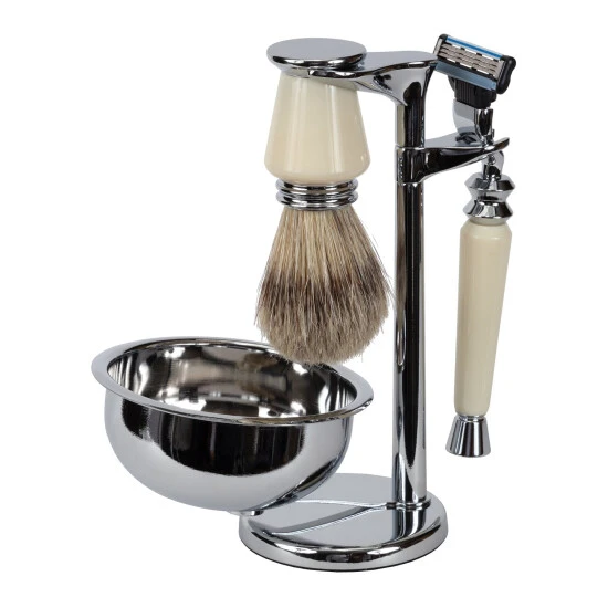 Promo 👏 Vermont Country Store Deluxe Ivory And Chrome 5-Piece Shave Set ✔️ - Image 2